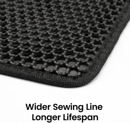 Compact Cat Litter Mat 23.6" x 14.6" for Small Spaces, Waterproof and Leakproof Back Layer, Honeycomb Design for Effective Litter Trapping, Washable and Easy to Clean, Black